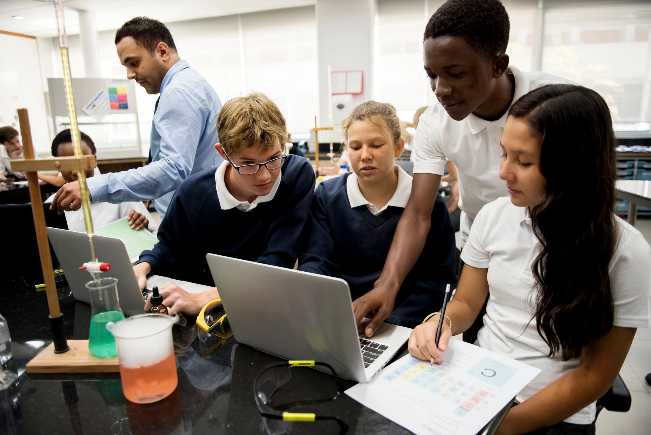 Students working together in a science classroom
